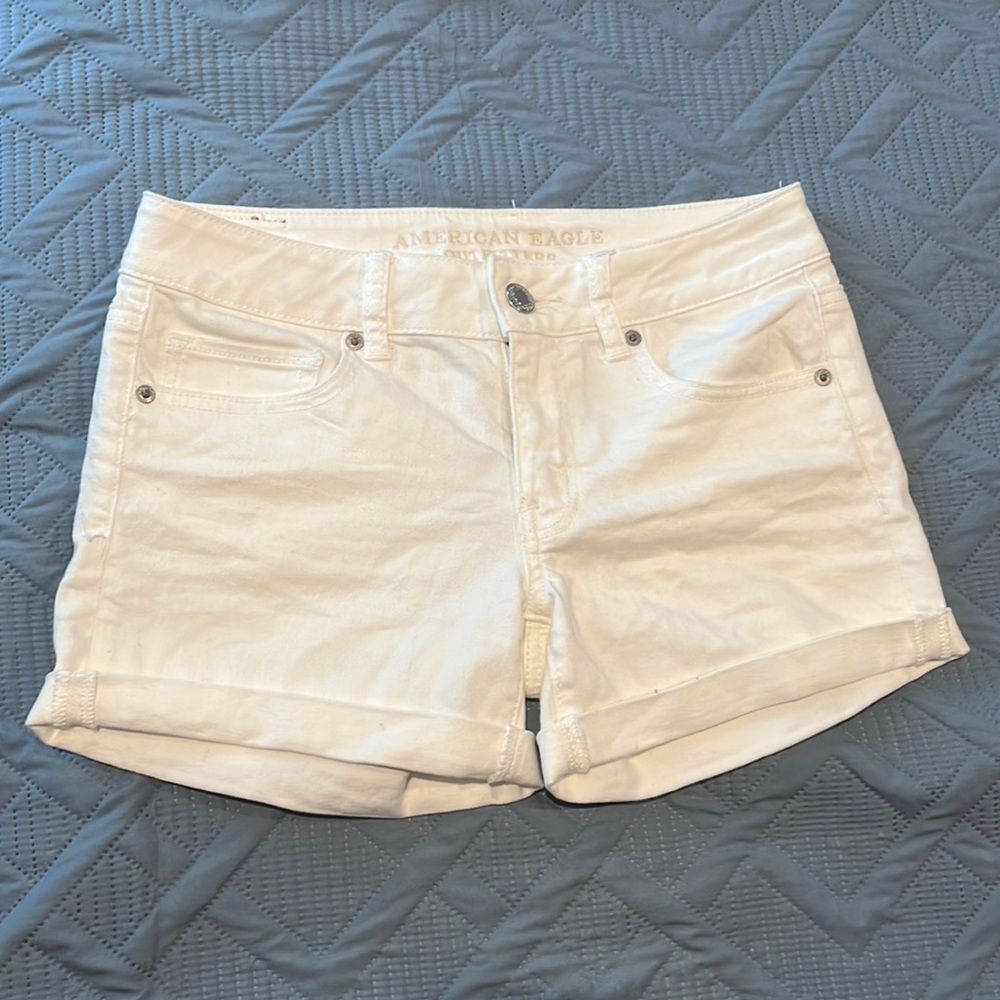 White Midi American Eagle Jean Shorts